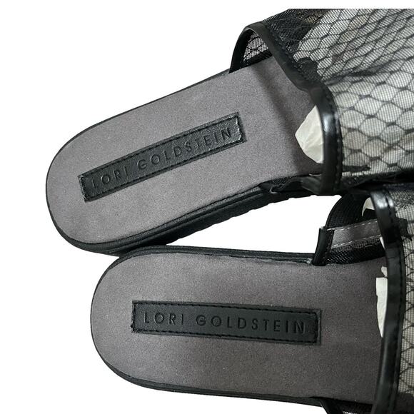 Lori Goldstein Collection Mesh Fishnet Slip On Sandals Womens US 10 Black NIB - Picture 2 of 8
